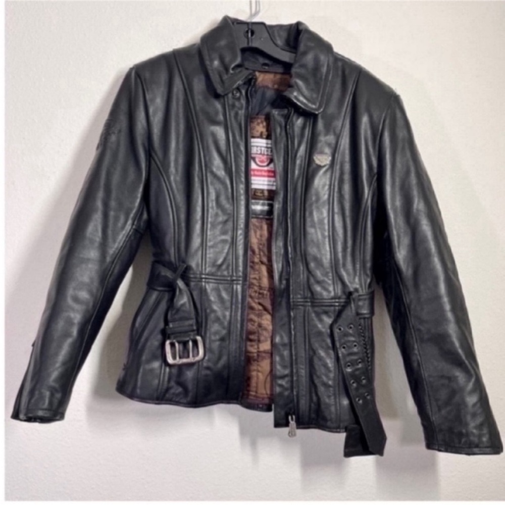 Black Leather Jacket with Belt